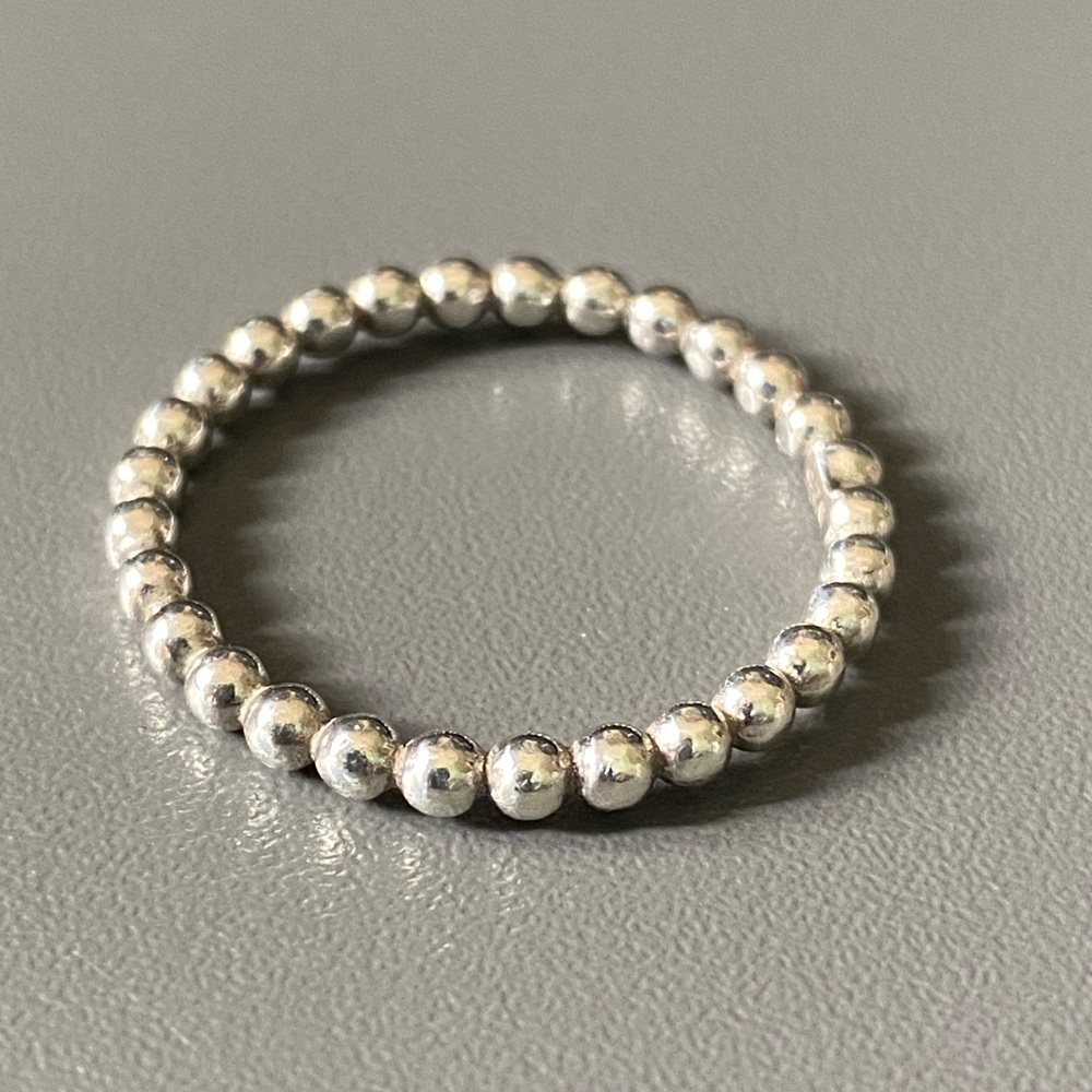 Sterling Silver Solid 925 Bead Ball Thin Ring - image 7